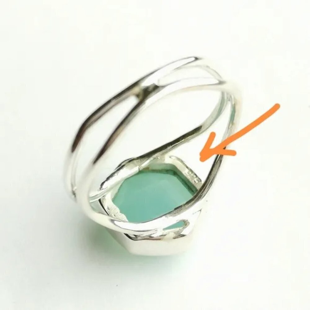 Aqua Chalcedony ring sterling silver size 6 🆕 - Picture 4 of 6